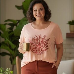 Catherine Coral Reef Short Sleeve Top